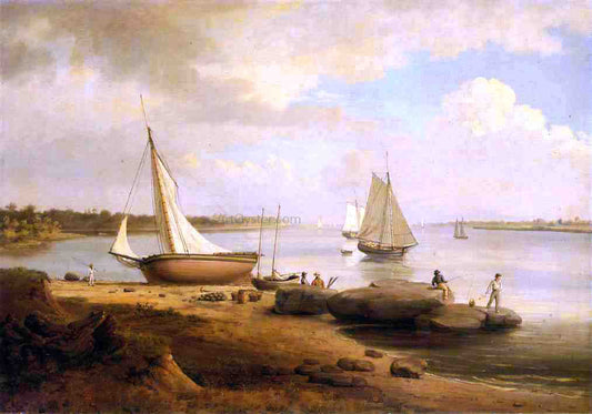  Thomas Birch View on the Delaware - Canvas Print