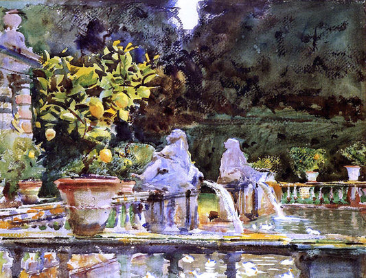  John Singer Sargent Villa de Marlia: A Fountain - Canvas Print