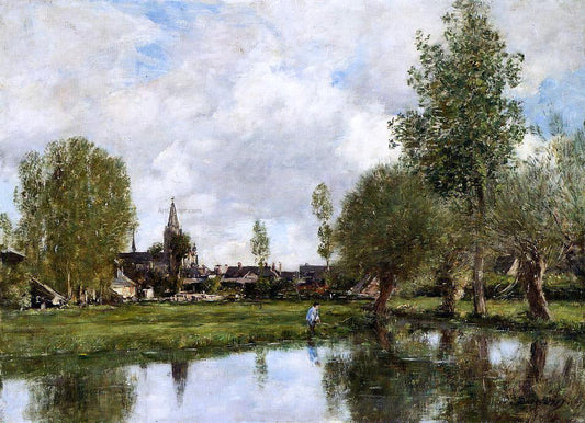  Eugene-Louis Boudin Village Around Dunkirk - Canvas Print