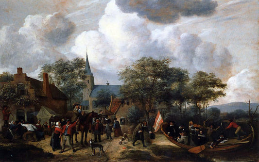  Jan Steen Village Festival with the Ship of Saint Rijn Uijt - Canvas Print