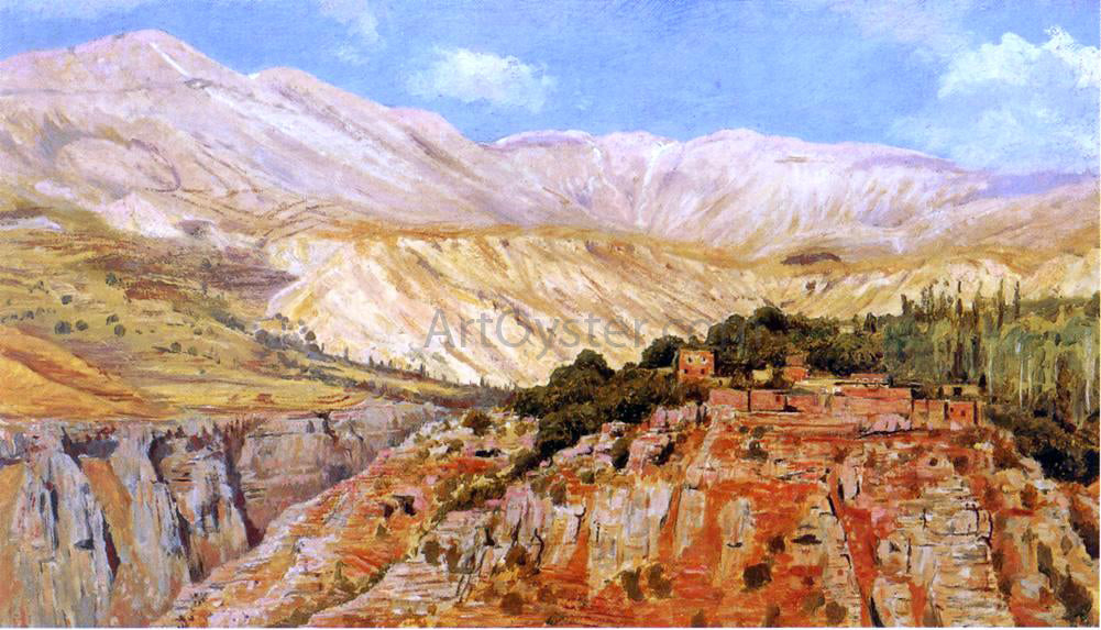  Edwin Lord Weeks Village in Atlas Mountains, Morocco - Canvas Print