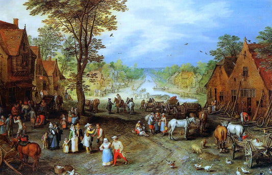  The Elder Jan Bruegel Village Street with Canal - Canvas Print