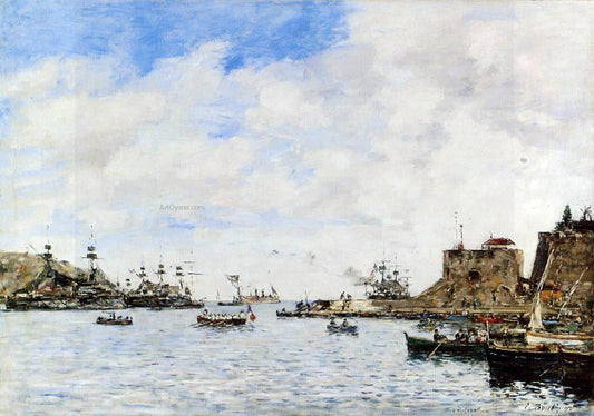  Eugene-Louis Boudin Villefranche, the Harbor - Canvas Print