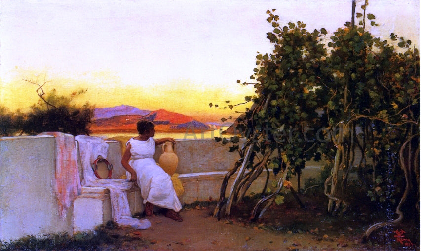  Charles Caryl Coleman Vintage Time in a Capri Garden - Canvas Print