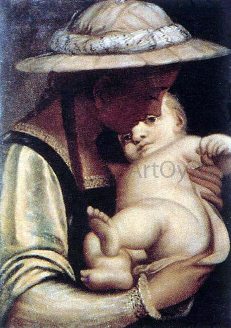  Luca Cambiaso Virgin and Child - Canvas Print