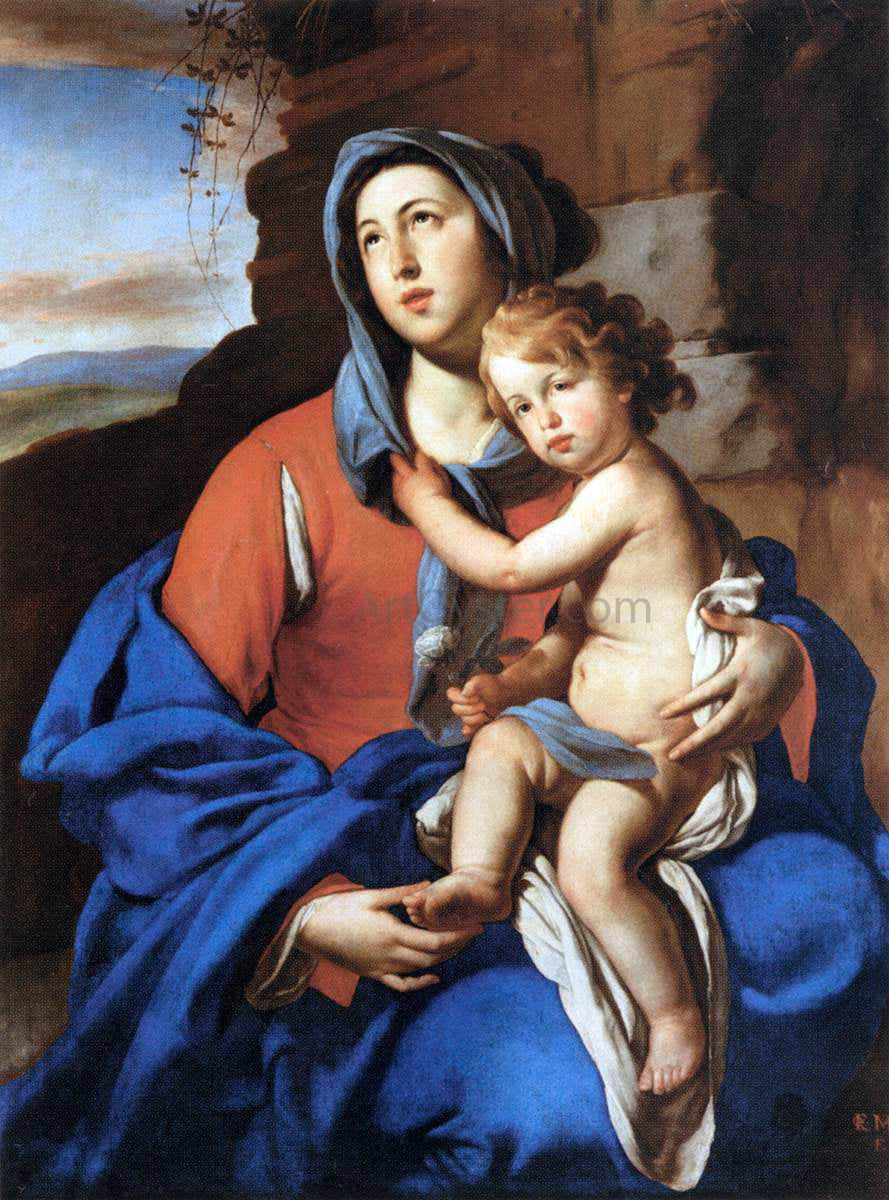  Massimo Stanzione Virgin and Child - Canvas Print