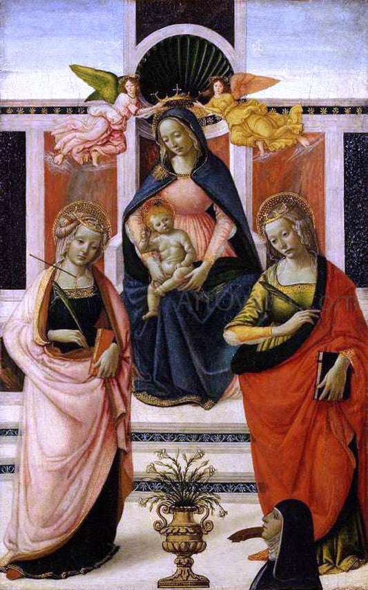  Davide Ghirlandaio Virgin and Child Enthroned between St Ursula and St Catherine - Canvas Print