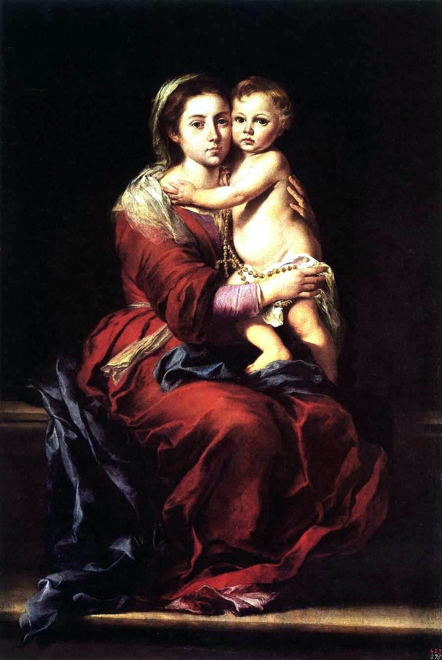  Bartolome Esteban Murillo Virgin and Child with a Rosary - Canvas Print