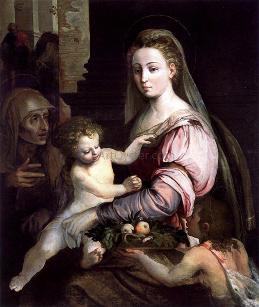  Lambert Sustris Virgin and Child with St Anne and the Infant St John - Canvas Print