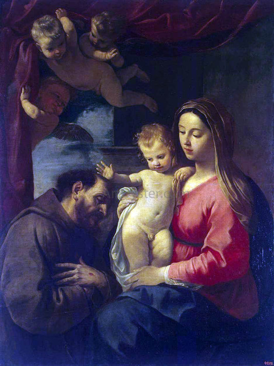  Simone Cantarini Virgin and Child with St Francis of Assisi - Canvas Print