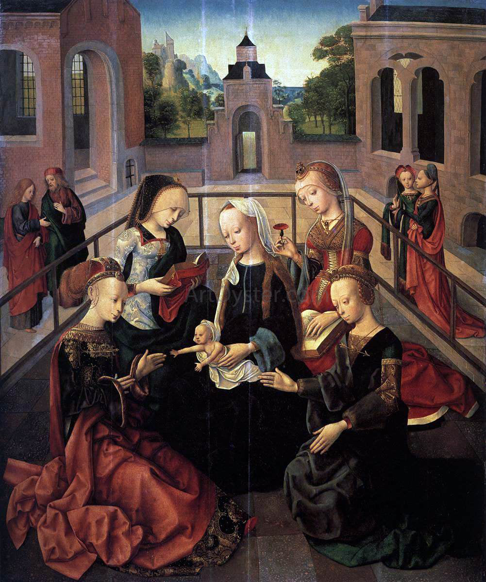  Master Inter Virgines Virgin and Child with Sts Catherine, Cecilia, Barbara, and Ursula - Canvas Print