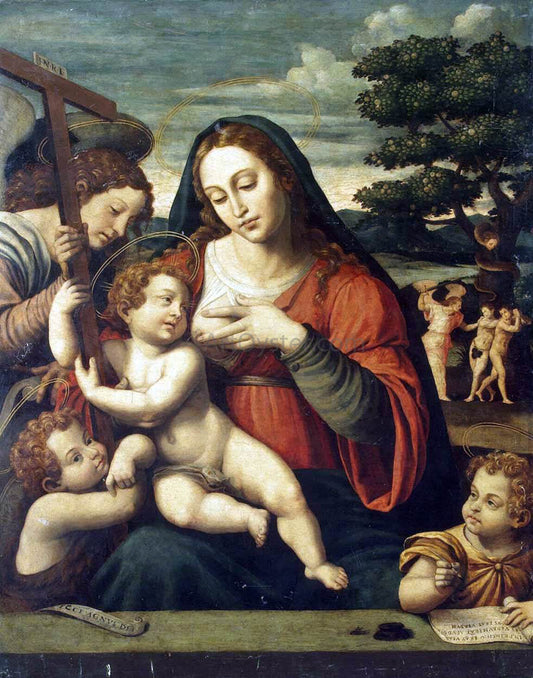  Juan de es De Juanes Virgin and the Child with Sts John the Baptist and John the Evangelist - Canvas Print
