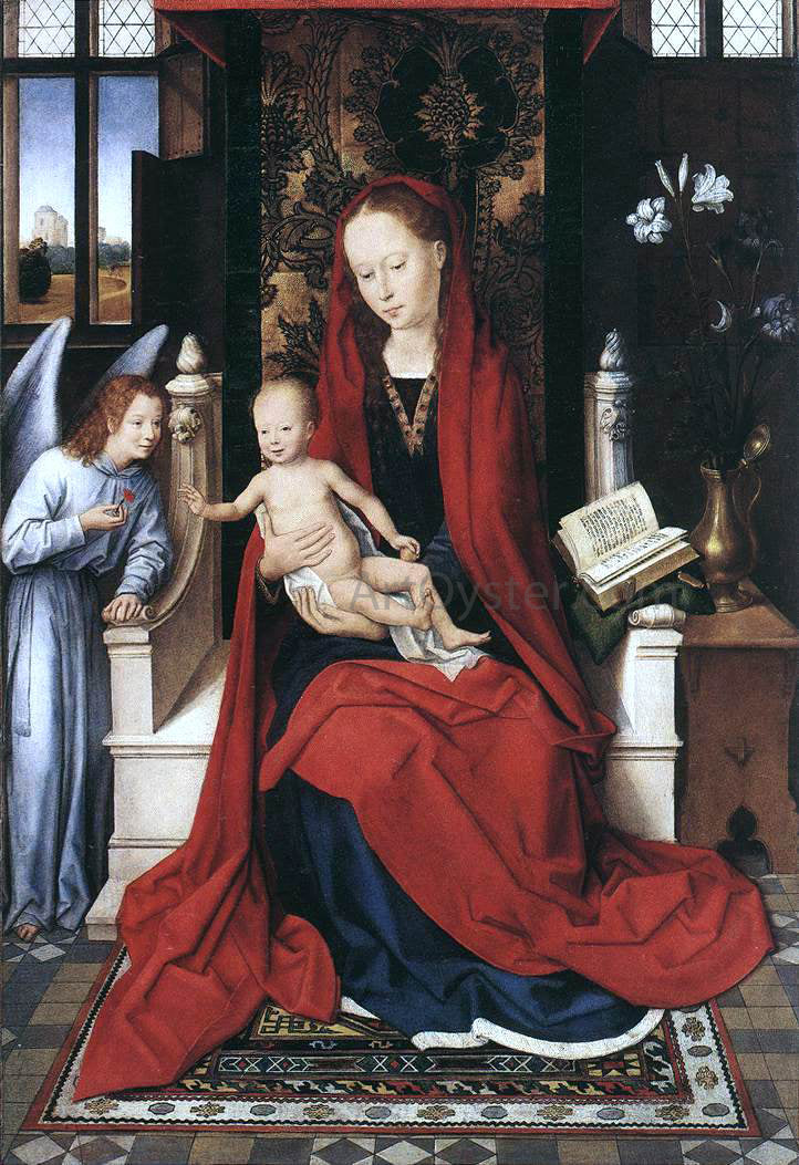  Hans Memling Virgin Enthroned with Child and Angel - Canvas Print