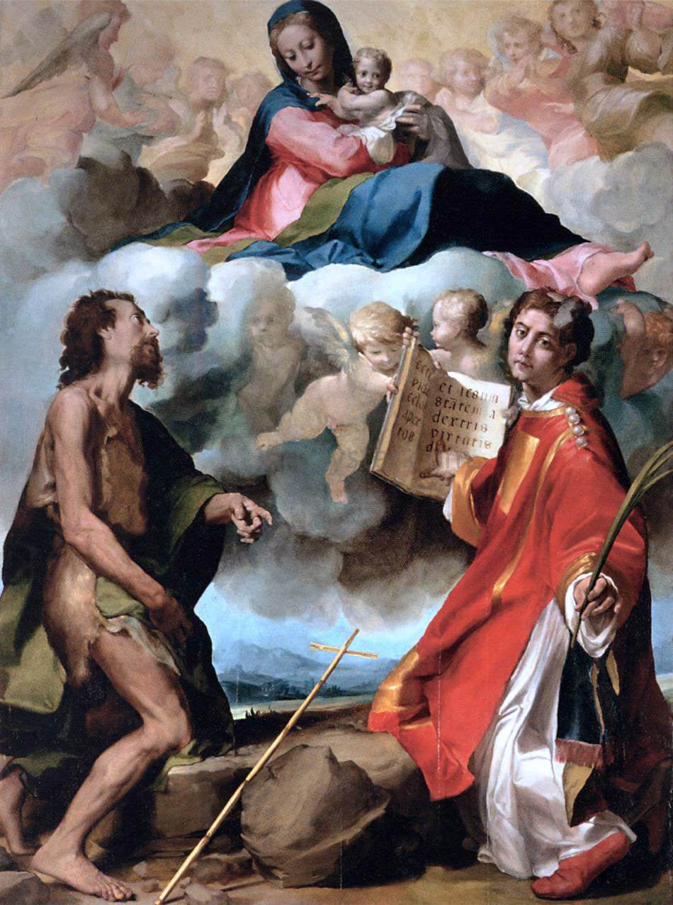  Michelangelo Anselmi Virgin in Glory Flanked by Sts John the Baptist and Stephen - Canvas Print
