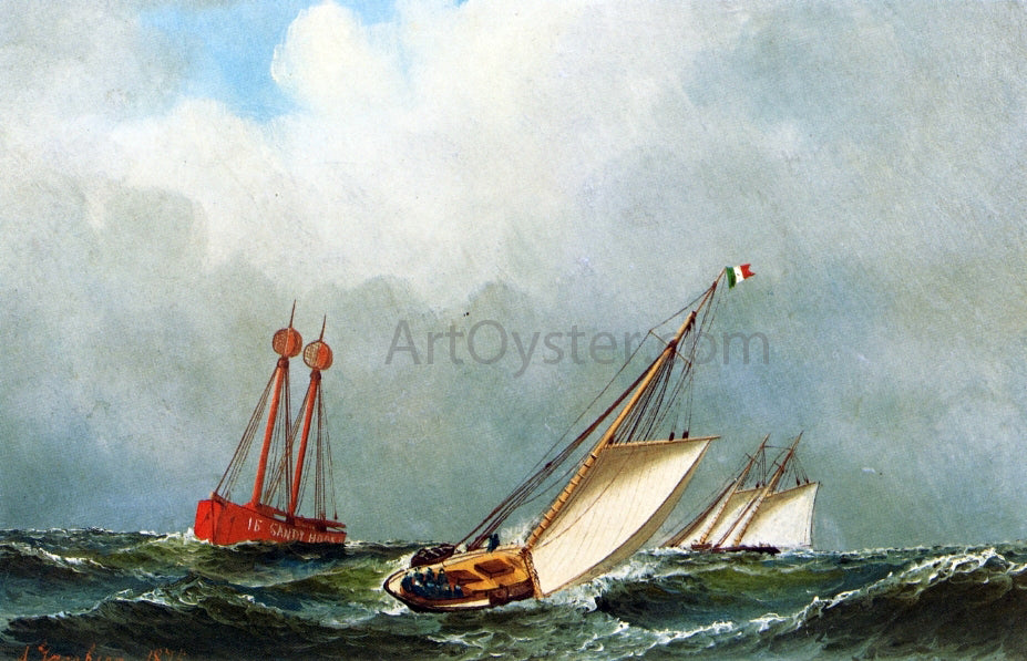  Antonio Jacobsen Vision and Dauntless off Sandy Hook Lightship - Canvas Print