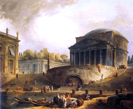  Hubert Robert Vue du Port de Ripetta, a Rome - Canvas Print
