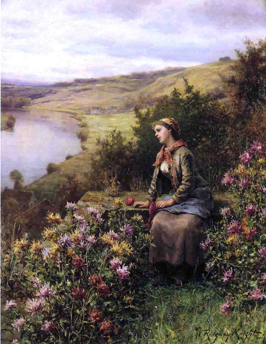  Daniel Ridgway Knight Waiting - Canvas Print