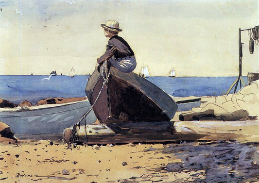  Winslow Homer Waiting for Dad (also known as Longing) - Canvas Print