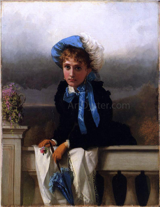  John George Brown Waiting for Her Suiter - Canvas Print