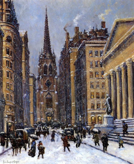  Colin Campbell Cooper Wall Street Facing Trinity Church - Canvas Print