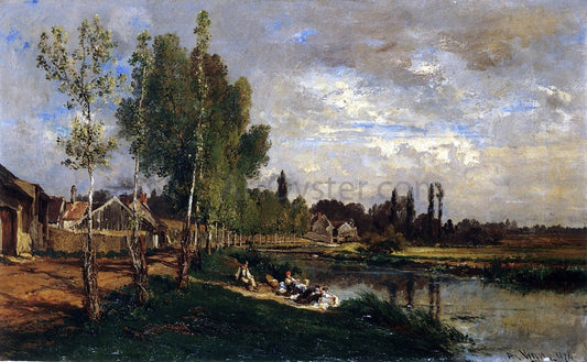  Alexandre-Rene Vernon Washerwomen by the Water at Morning - Canvas Print