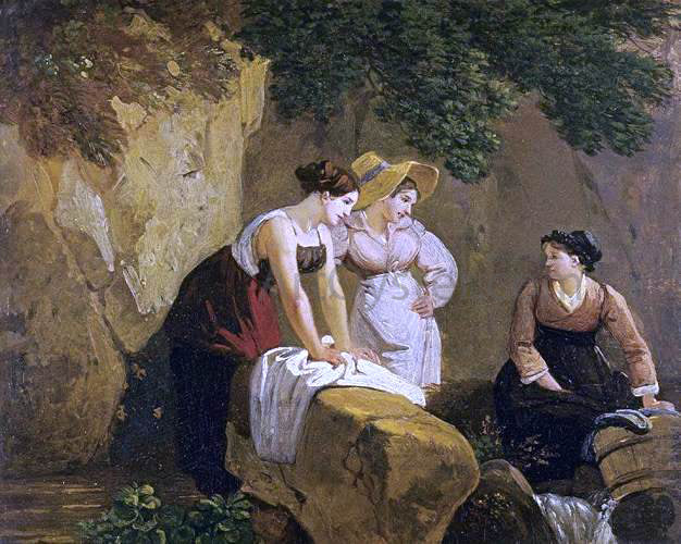  Adam-Wolfgang Topffer Washerwomen in a Grotto - Canvas Print