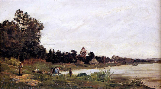  Hippolyte Camille Delpy Washerwomen In A River Landscape - Canvas Print