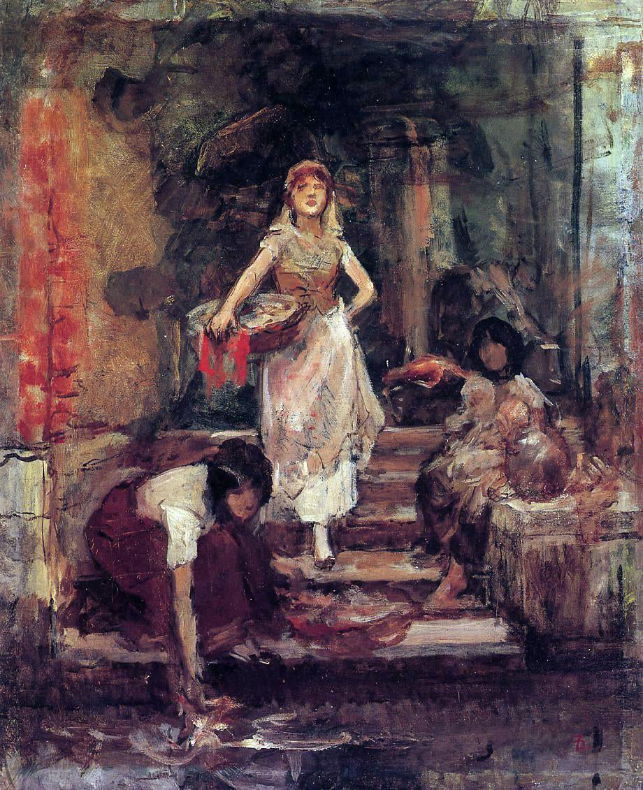  Frank Duveneck Washerwomen, Venice - Canvas Print