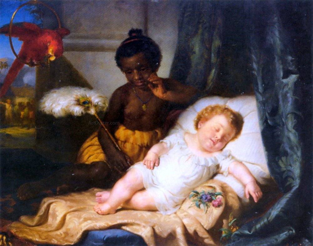 Hermann Brucke Watching The Baby Sleep Canvas Print – Art MegaMart