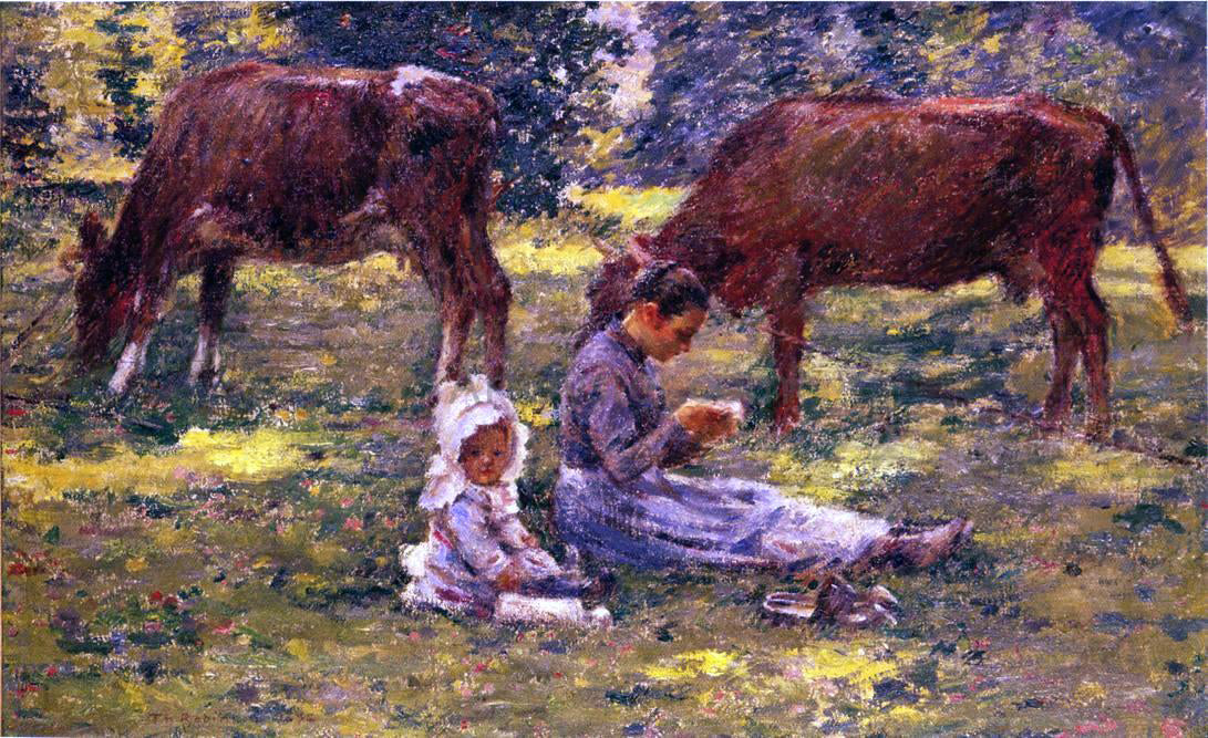  Theodore Robinson Watching the Cows - Canvas Print