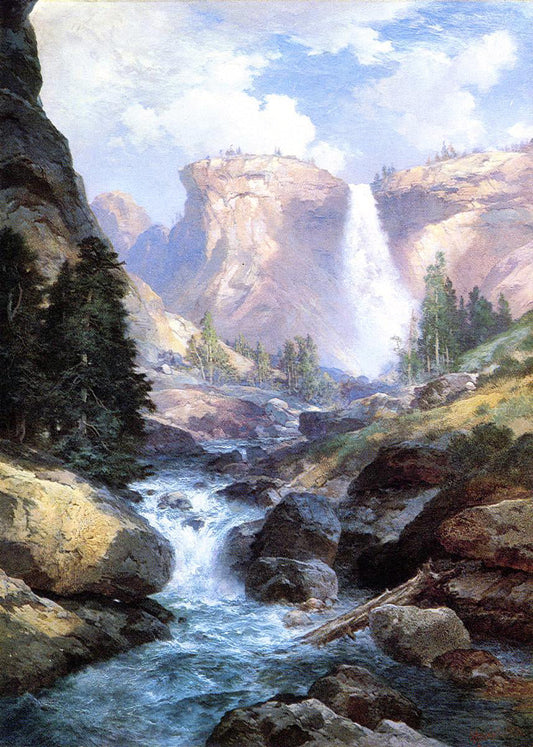  Thomas Moran Waterfall in Yosemite - Canvas Print