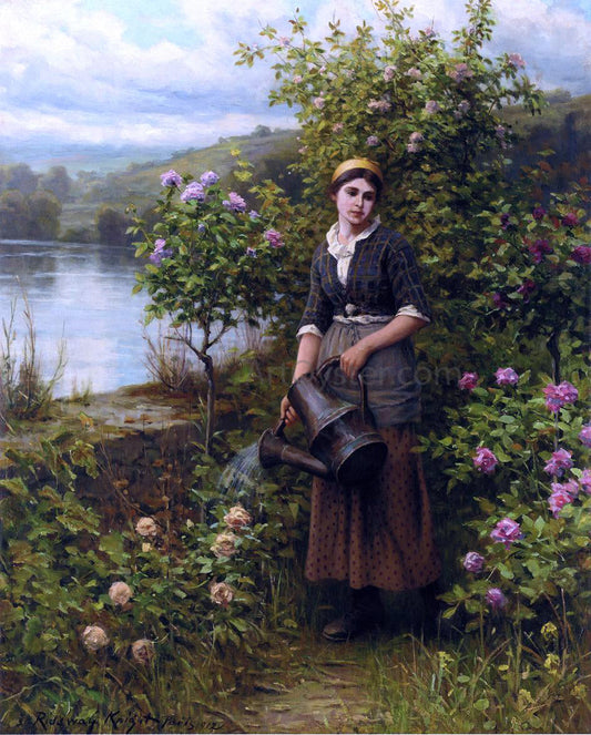  Daniel Ridgway Knight Watering the Garden - Canvas Print