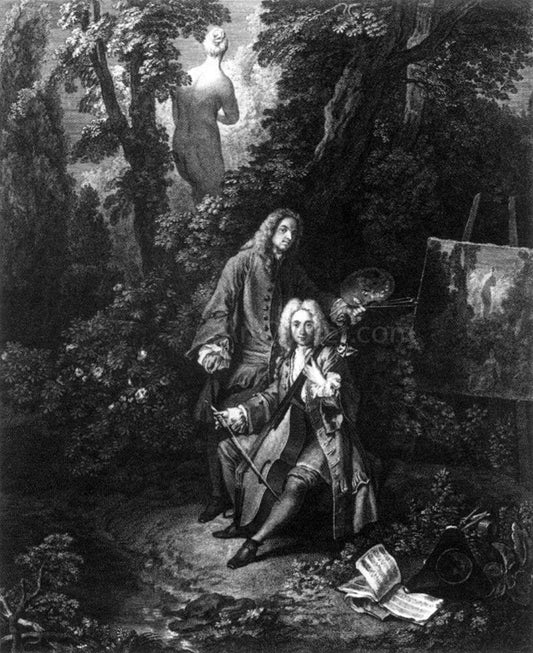  Nicolas-Henry Tardieu Watteau and his Friend Monsieur de Jullienne - Canvas Print
