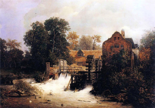  Andreas Achenbach Westphalian Mill - Canvas Print