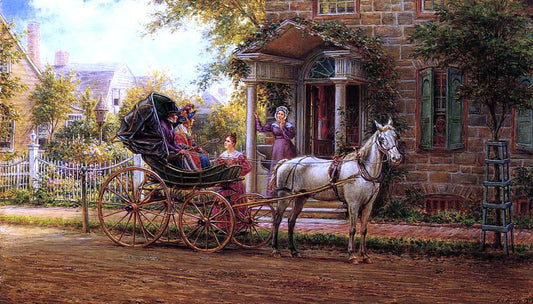  Edward Lamson Henry What's the News? (also known as Stopping for a Chat) - Canvas Print
