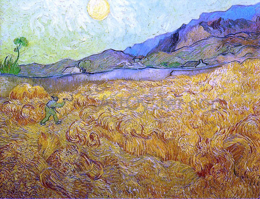  Vincent Van Gogh Wheat Fields with Reaper at Sunrise - Canvas Print