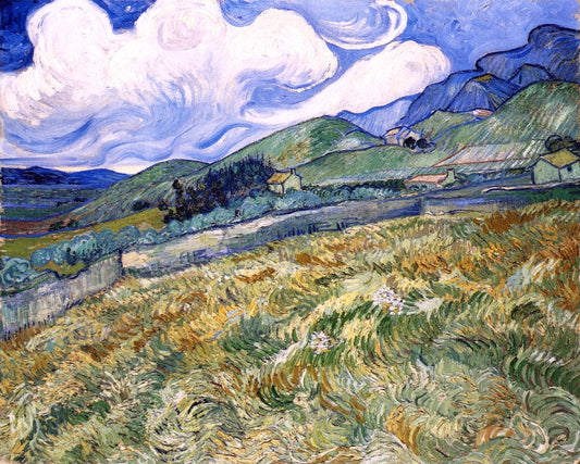  Vincent Van Gogh Wheatfield with Mountains in the Background (also known as Mountain Landscape Seen across the Walls) - Canvas Print
