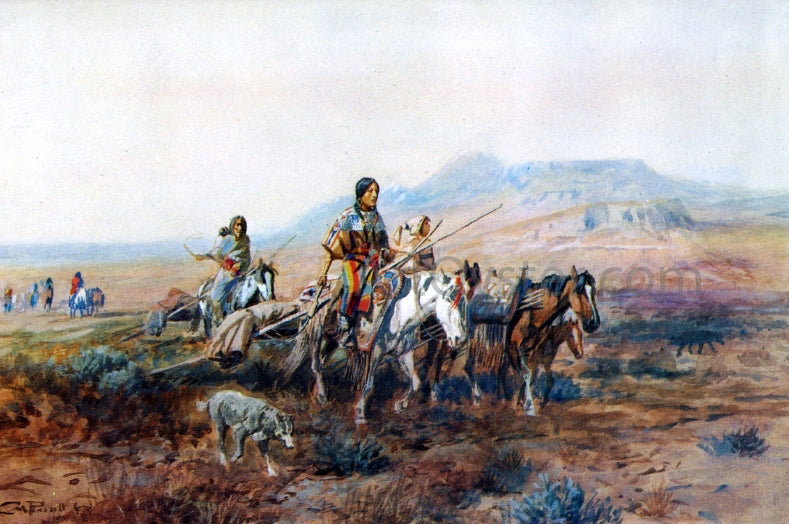  Charles Marion Russell When the Trail Was Long Between Camps - Canvas Print