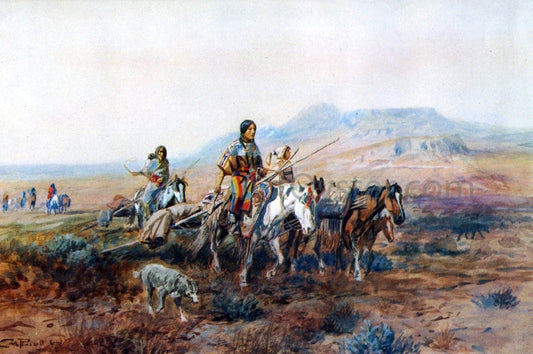  Charles Marion Russell When the Trail Was Long Between Camps - Canvas Print