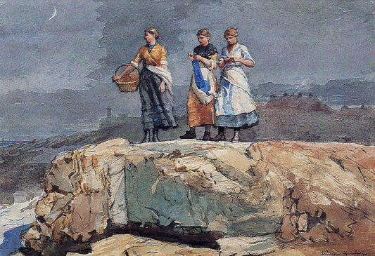  Winslow Homer Where are the Boats? (also known as On the Cliffs) - Canvas Print