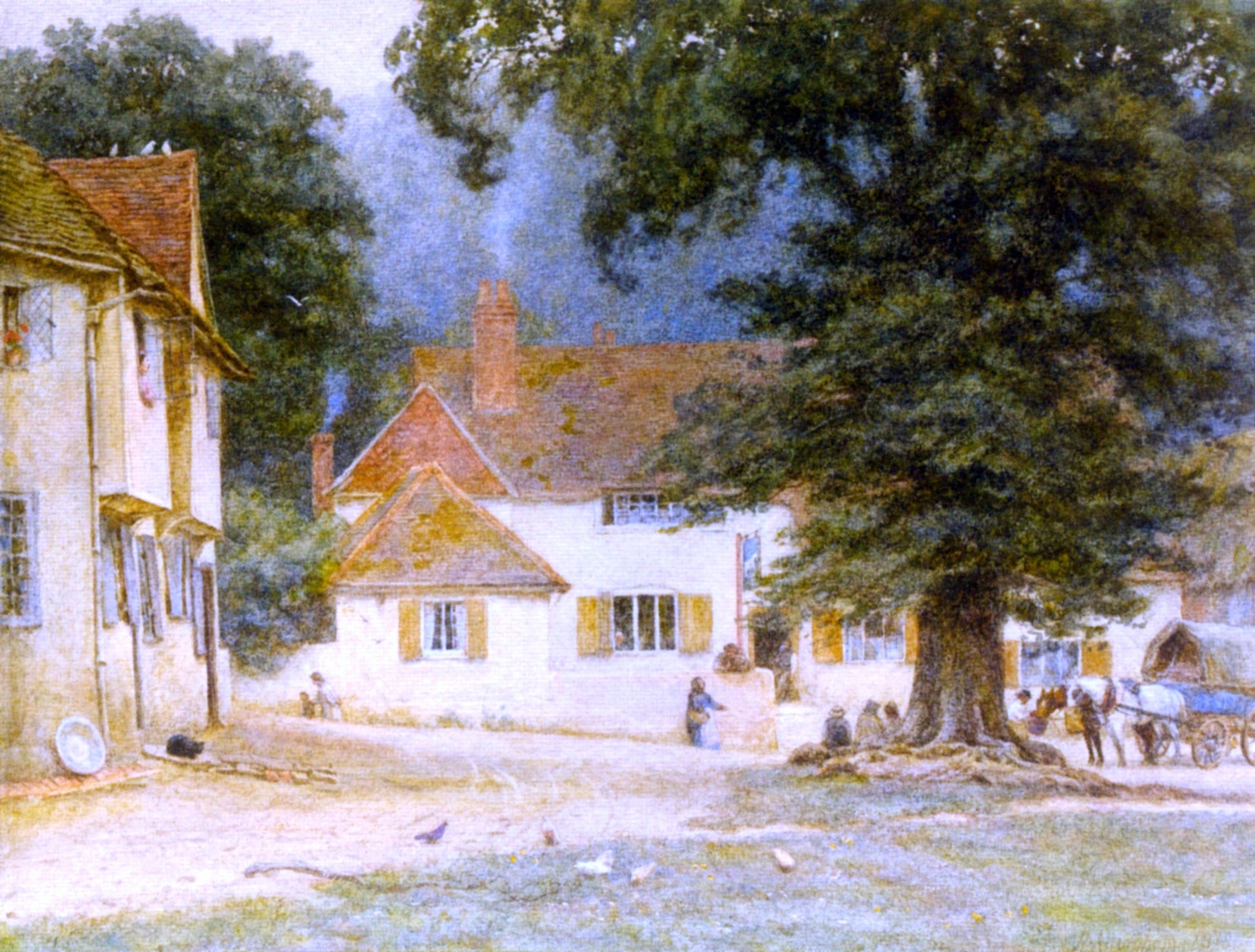  Helen Allingham RWS White Horse Inn, Shere, Surrey - Canvas Print