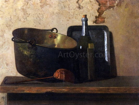  John Frederick Peto Wine and Brass Stewing Kettle (also known as Preparation of French Potage) - Canvas Print