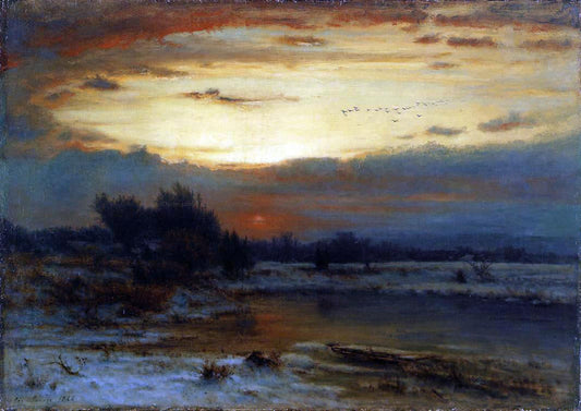  George Inness Winter, Close of Day (also known as A Winter Day) - Canvas Print