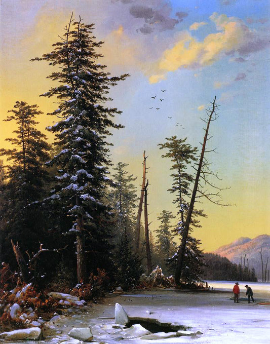 Gustavus Johann Grunewald Winter Evening on a Lake at the Pine Swamp - Canvas Print