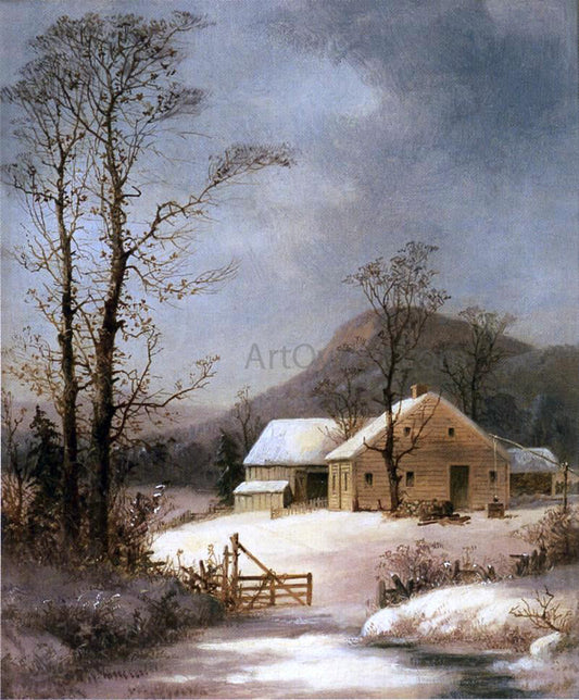  George Henry Durrie A Winter Farmyard - Canvas Print