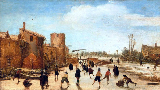  Esaias Van de Velde Winter Games on the Town Moat - Canvas Print