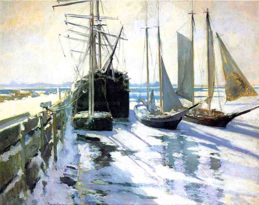  John Twachtman Winter, Gloucester Harbor - Canvas Print