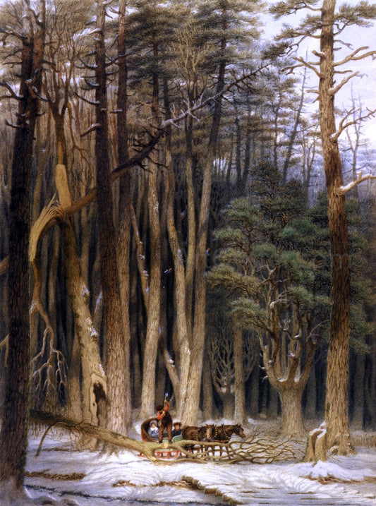  George Harvey Winter: Impeded Travelers in a Pine Forest, Upper Canada - Canvas Print