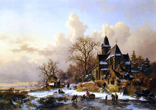  Frederk M Kruseman Winter in Holland - Canvas Print