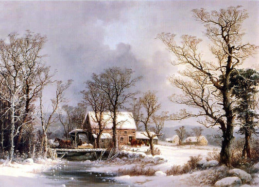  George Henry Durrie Winter in the Country, The Old Grist Mill - Canvas Print